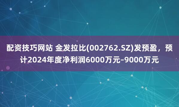 配资技巧网站 金发拉比(002762.SZ)发预盈，预计2024年度净利润6000万元–9000万元