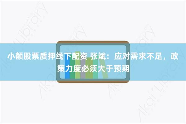 小额股票质押线下配资 张斌：应对需求不足，政策力度必须大于预期