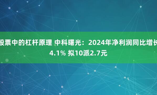 股票中的杠杆原理 中科曙光：2024年净利润同比增长4.1% 拟10派2.7元