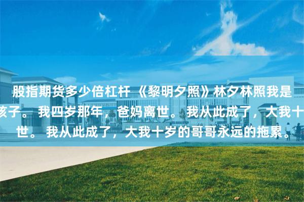 股指期货多少倍杠杆 《黎明夕照》林夕林照我是爸妈高龄意外生下的孩子。 我四岁那年，爸妈离世。 我从此成了，大我十岁的哥哥永远的拖累。